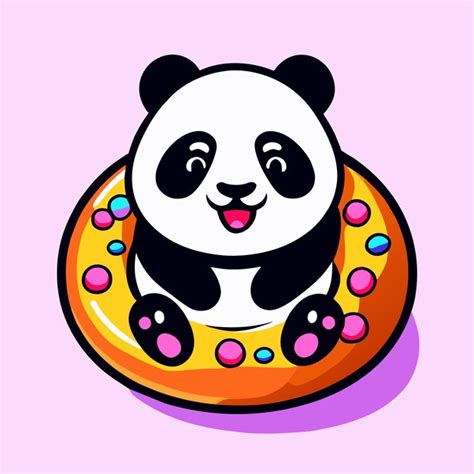 Cute Panda Bear Hand Drawn Flat Stylish Mascot Cartoon Character