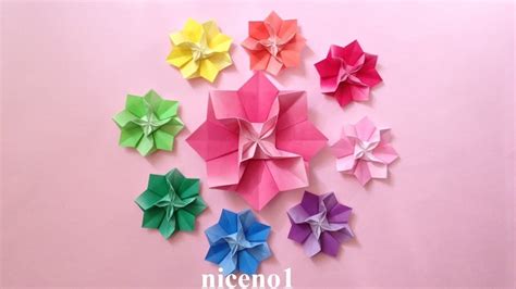 折り紙 花 1枚の折り方 Origami Flower Tutorial （niceno1） 折り紙 花 ペーパーフラワー 折り紙 簡単