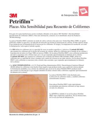 Cartilla Para Recuento De Coliformes Alta Sensibilidad Petrifilm Pdf