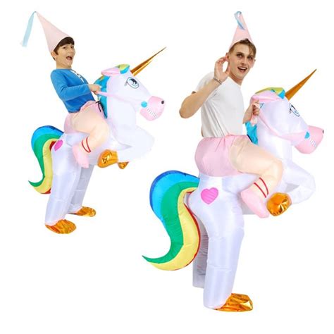 Inflatable Halloween Unicorn Riding Costumes for Adults & Kids