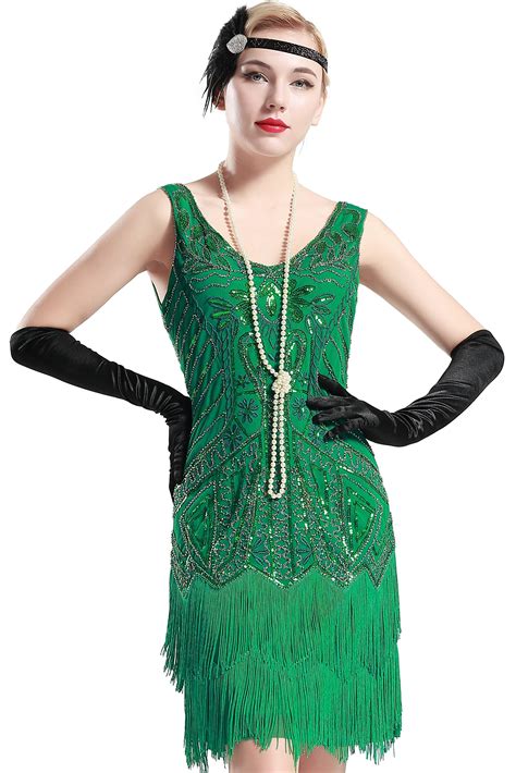 Women 1920s Vintage Great Gatsby Tassel Sequin Dress Sexy Halter Summer