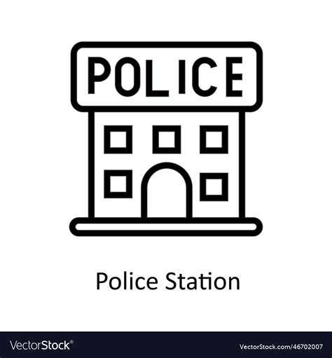 Police station outline icons simple stock Vector Image