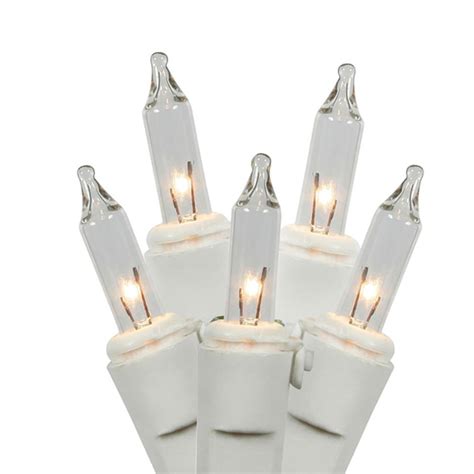 Set Of 100 Clear Mini Christmas Lights White Wire