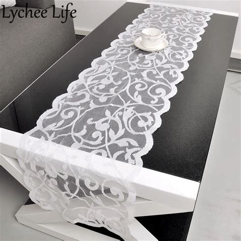 White Vintage Lace Table Runner Dresser Scarf Solid Color Classic Table