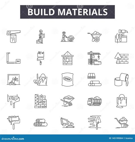 Build Materials Line Icons Signs Vector Set Outline Illustration