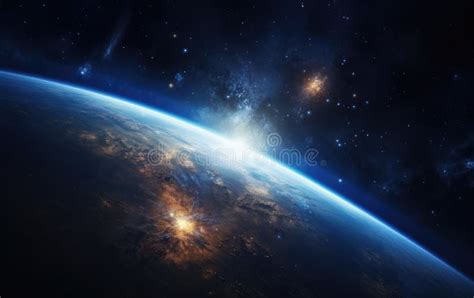 Earth in the Space with Night Sky Stock Photo - Image of luminescence ...