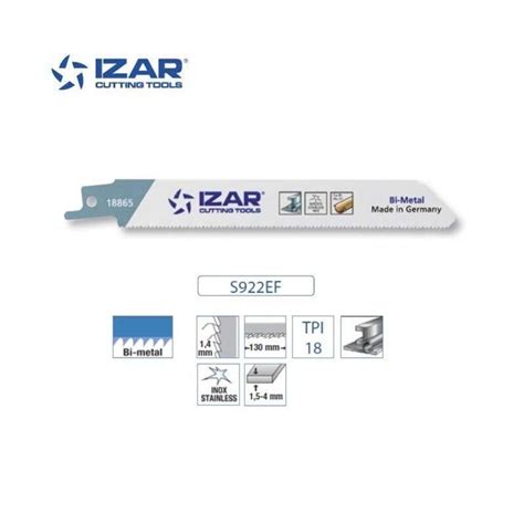 Lame scie sabre IZAR S922EF Bi Métal Pack de 5 pour Acier Inox LG