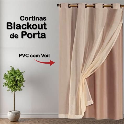 Cortina Blackout Para Porta De Sala Ou Para Quarto Em Pvc Com Tecido