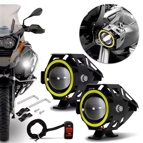 Farol Milha GRANDE U7 Olho De Anjo Branco Moto Titan Nxr Bros Twister