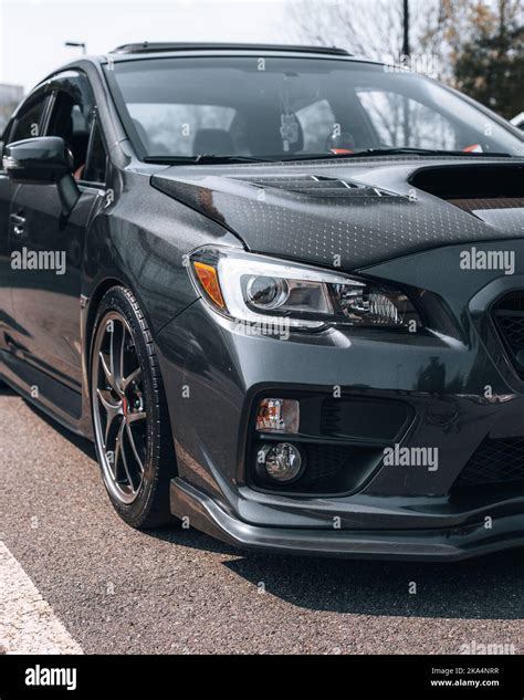 A closeup of a Carbon Fiber Subaru WRX STI Stock Photo - Alamy