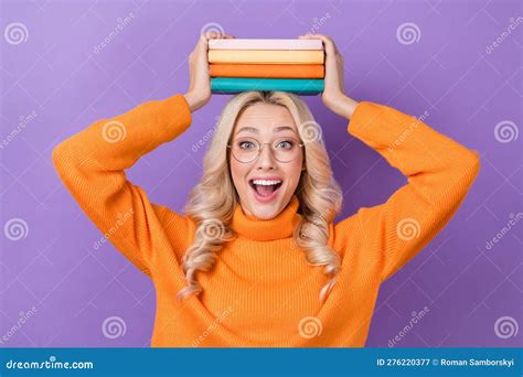 Portrait Of Ecstatic Overjoyed Woman Elegant Hairdo Wear Pullover