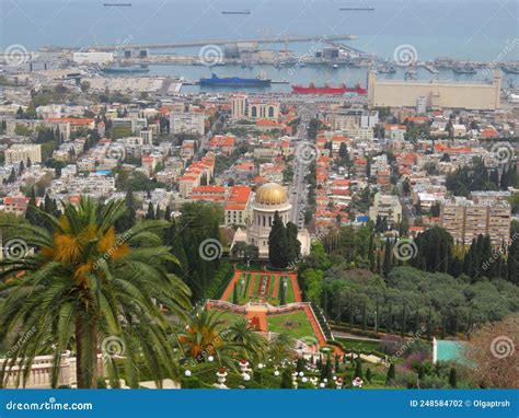 Beautiful Aerial View Of The Bahai Gardens In Haifa Stock Photo