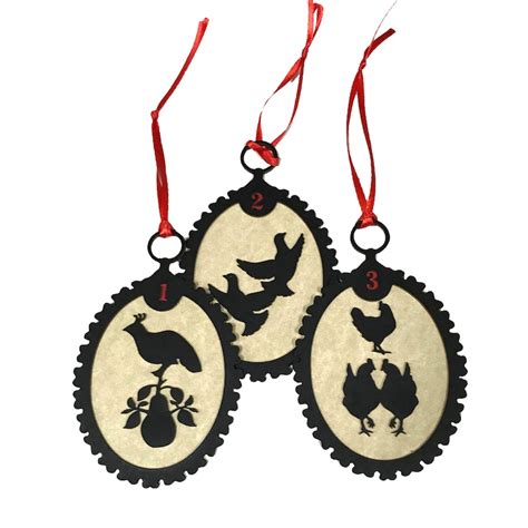 12 Days Of Christmas Silhouette Ornaments With Antiqued Paper Etsy