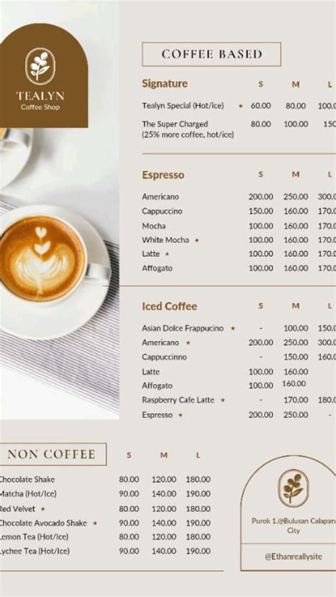 Coffee Menu