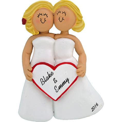 Same Sex Wedding Female Both Blonde Hair Personalized Ornament