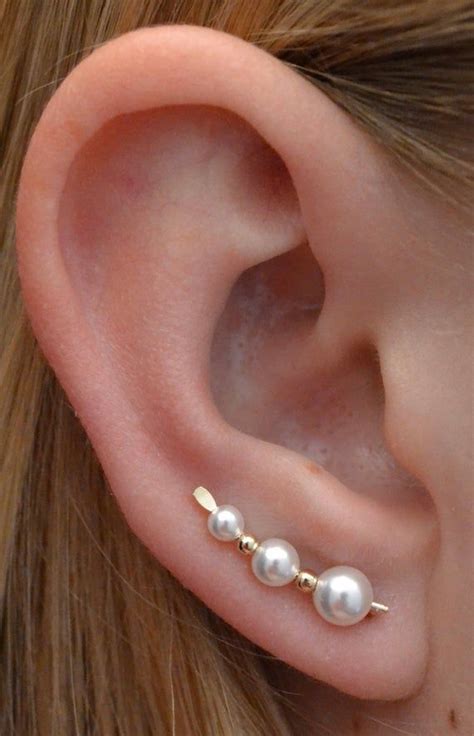 Pearl Mini Ear Climber Dainty Ear Climbers Ear Crawlers Wedding