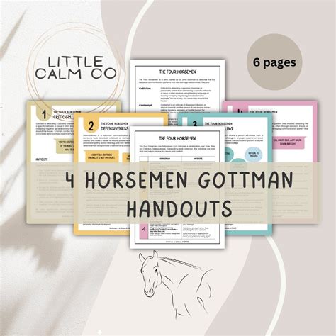 Gottman Four Horsemen Worksheets, Couple Self-help Tool, Relationship ...