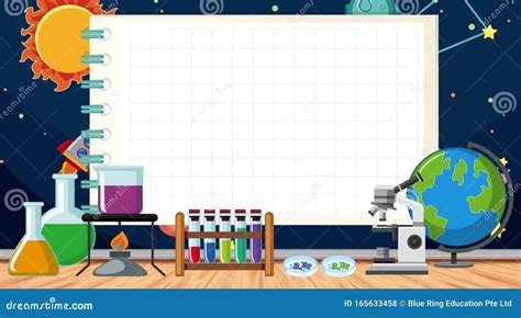 Border Template With Science Equipments On The Floor Stock Illustration