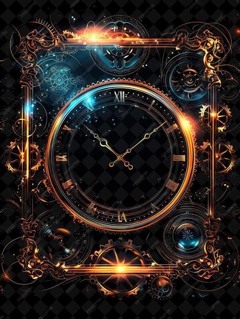 Premium Psd Timeless Clock Tower Arcane Frame With Clock Hands And