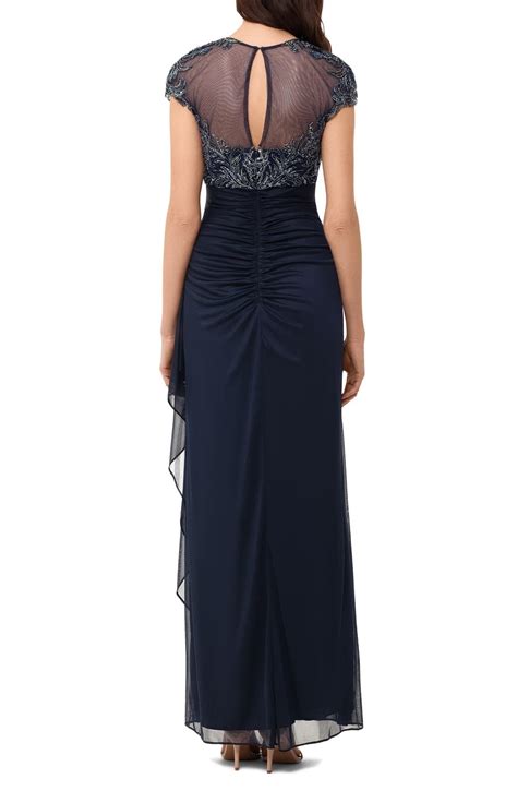 Xscape Evenings Xscape Beaded Yoke Ruched Gown Nordstrom