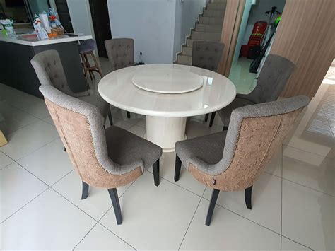 Round Marble Table Dinning Set Table With Chairs Bedroom Penang