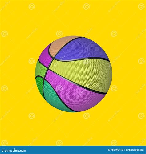 Colorful Basketball On A Yellow Color Background Stock Photo Image