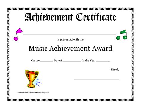 Music Award Certificate Templates At