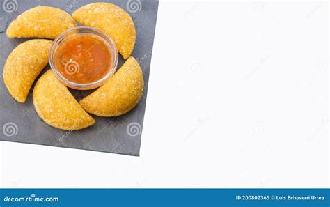 Deliciosos Empanadas Cozinha Colombiana Fundo Branco Imagem De Stock