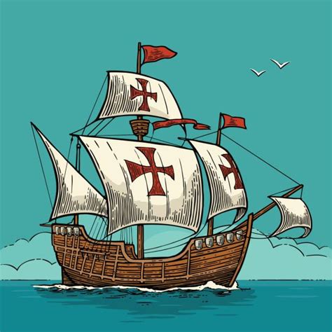 150+ Replica Santa Maria Ship Stock Illustrations, Royalty-Free Vector ...