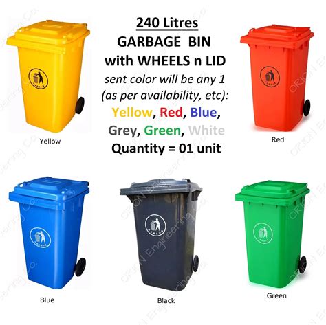 Outdoor Garbage Bin With Wheels 240 Liters Wheeled Waste Trash Can