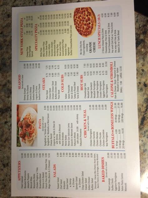 Menu at Pizza Di Napoli pizzeria, Middletown