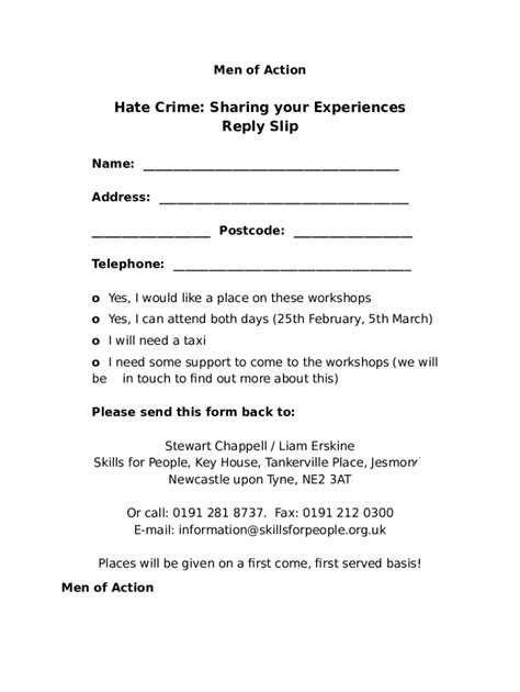 Hate Crime Reply Slip Insert Doc Friendsaction Co Doc Template