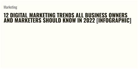 12 Digital Marketing Trends All Business Owners And Marketers Should Know In 2022 Infographic