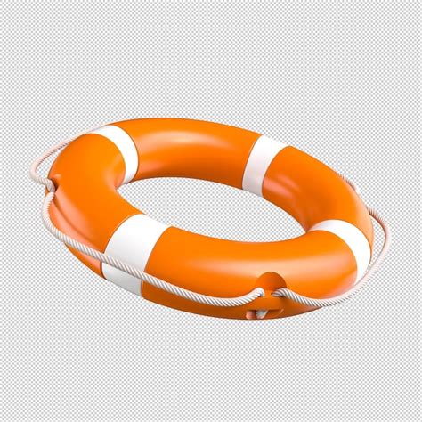 Premium Psd Orange Lifebuoy Isolated On Transparent Background