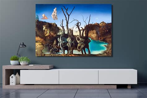 Salvador Dali Swans Reflecting Elephants Poster Salvador Etsy