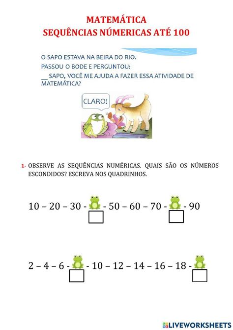 Sequências Numéricas Activity Live Worksheets