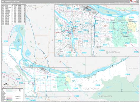 Multnomah County, OR Zip Code Map - Premium