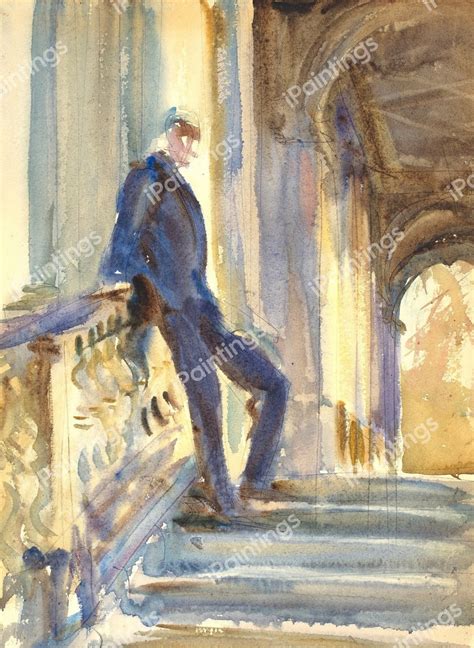 Sir Neville Wilkinson On The Steps Of The Palladian Bridge At Wilton