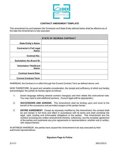 Contract Amendment Template Download Free Documents For Pdf Word And