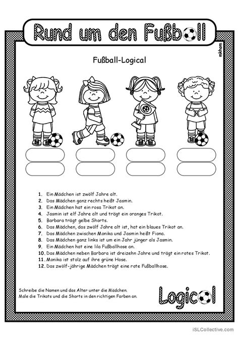 Fußball Logical 2 überarbeitet English ESL worksheets pdf doc