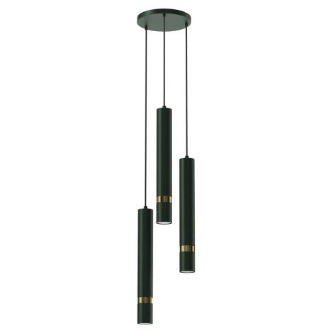 Suspension filaire JOKER 3xGU10 8W 230V vert doré Lumimania