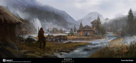 Travis Qiu Assassins Creed Odyssey Huntress Village Concept Art