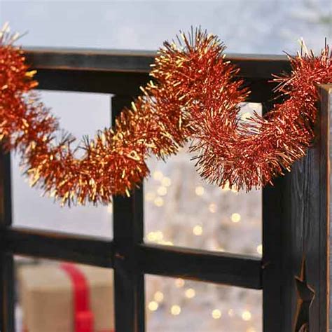 Metallic Orange Tinsel Garland Christmas Garlands Christmas And