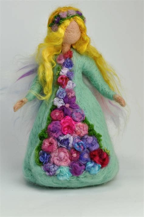 Needle Felted Waldorf Wool Garden Fairy Wool Standing Doll Etsy