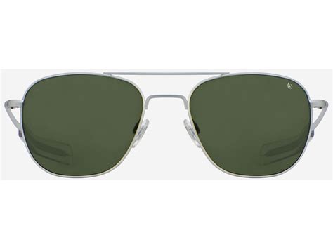 Ao Original Pilot Sunglasses Silver Frame Calobar Green Skymaster