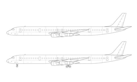 Douglas DC-8-61 blank illustration templates – Norebbo