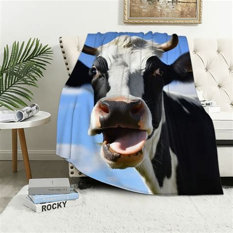 Gotuvs Cute Cow Pattern Super Soft Throw Blanket For Bed Sofa Blanket