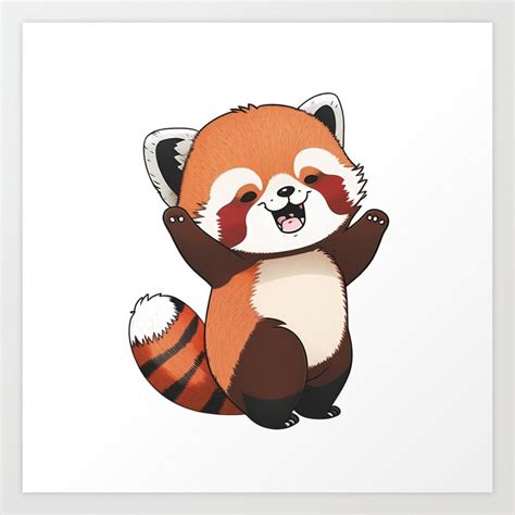 Funny Red Panda - Kawaii Art Print by aifutureminds | Red panda cartoon, Red panda, Panda art