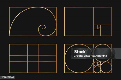 Koleksi Templat Rasio Emas Spiral Logaritmik Deret Fibonacci Sebagai