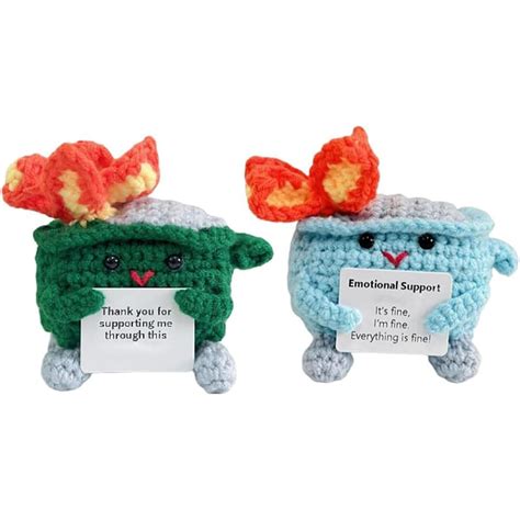 2 Pc Emotional Support Dumpster Fire Adorable Crochet Knitting